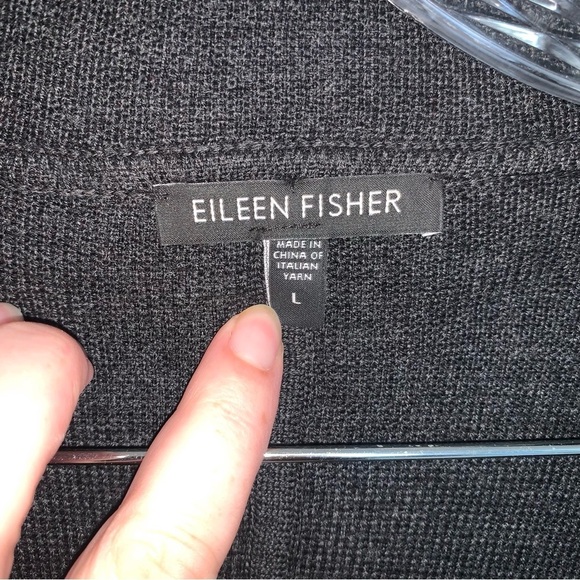 Eileen Fisher Grey Cardigan Sweater Classic Design L - Picture 3 of 9